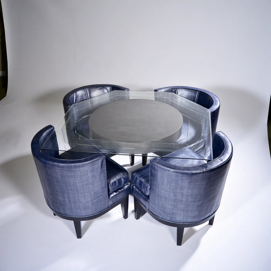 Eetkamerset met tafel en stoelen, kleur grijs