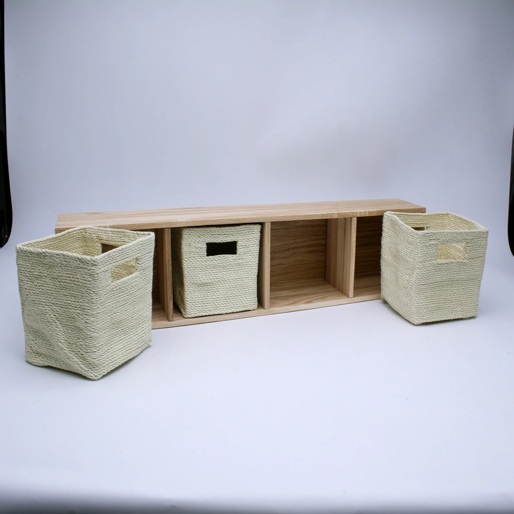 Houten opbergkast van hout, kleur naturelbruin