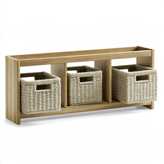 Houten opbergkast van hout, kleur naturelbruin