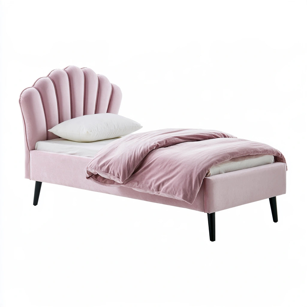 Bedframe met fluwelen bekleding, kleur roze