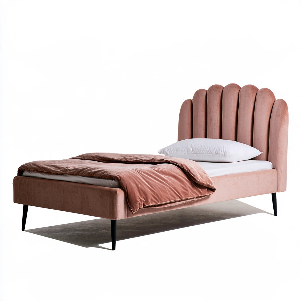 Bedframe met fluwelen bekleding, kleur roze