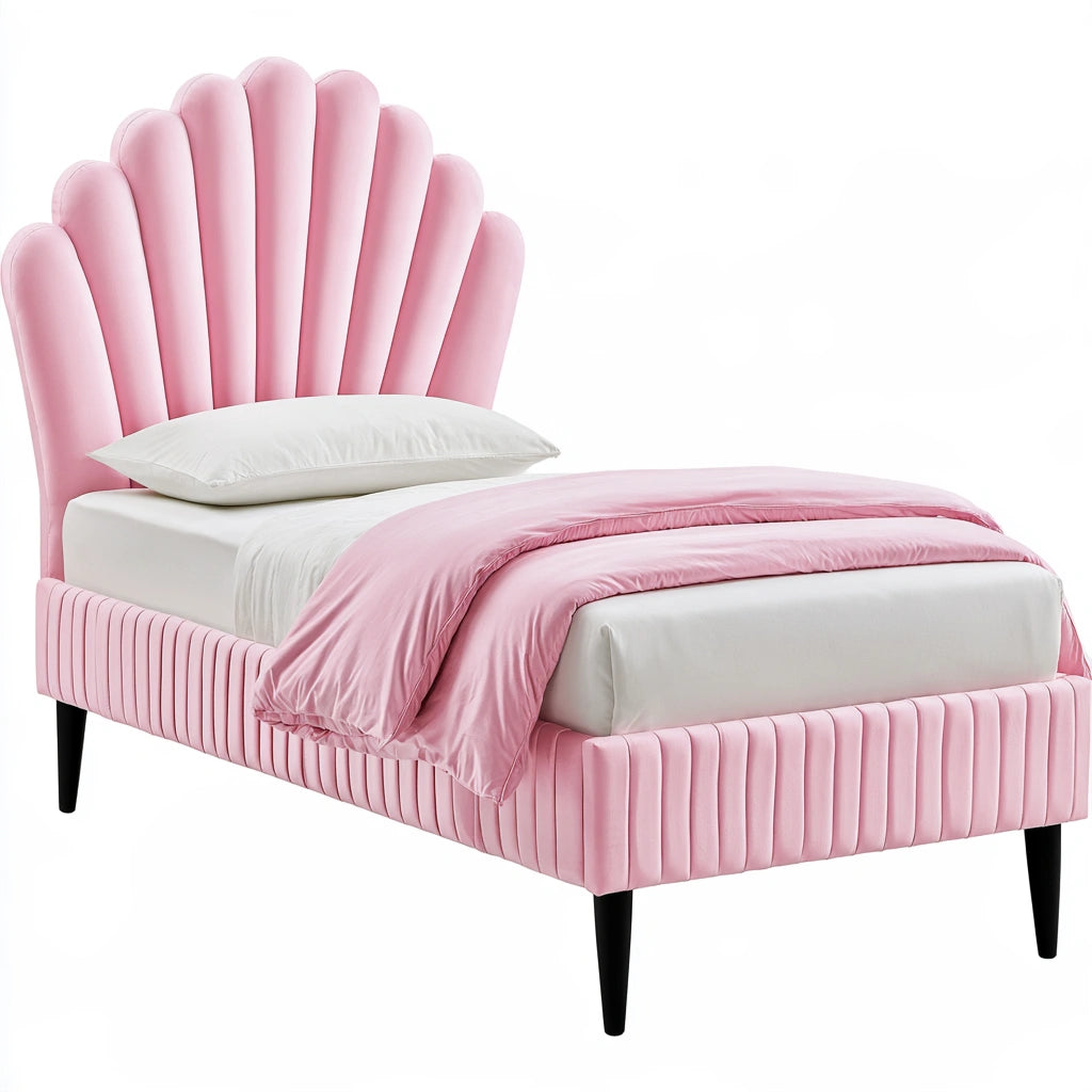 Bedframe met fluwelen bekleding, kleur roze